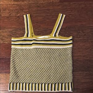 Striped Knit Tank Top - Yellow and navy